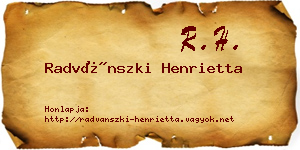 Radvánszki Henrietta névjegykártya