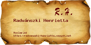 Radvánszki Henrietta névjegykártya