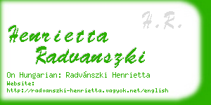 henrietta radvanszki business card